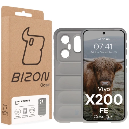 Pancerne etui Bizon Case Tur do Vivo X200 FE, jasnoszare