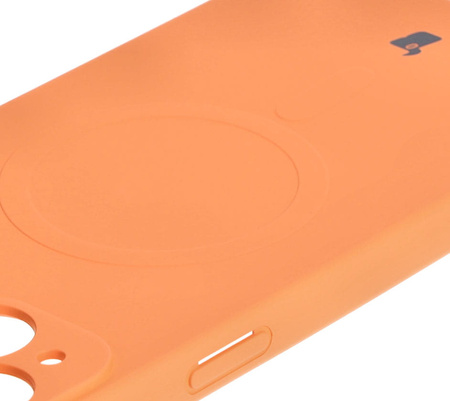 Etui silikonowe z pierścieniem magnetycznym Bizon Case Silicone Magnetic do iPhone 15 Plus, marchewkowe