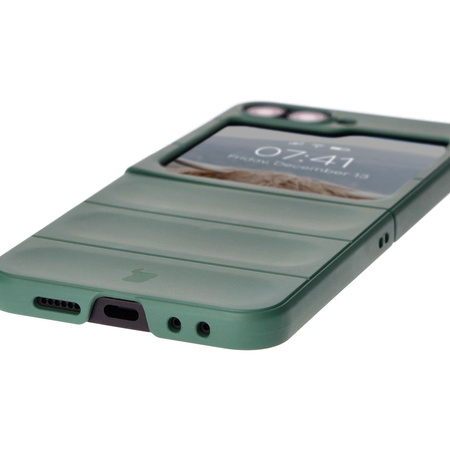 Pancerne etui Bizon Case Tur do Galaxy Z Flip7 FE / Z Flip6, ciemnozielone