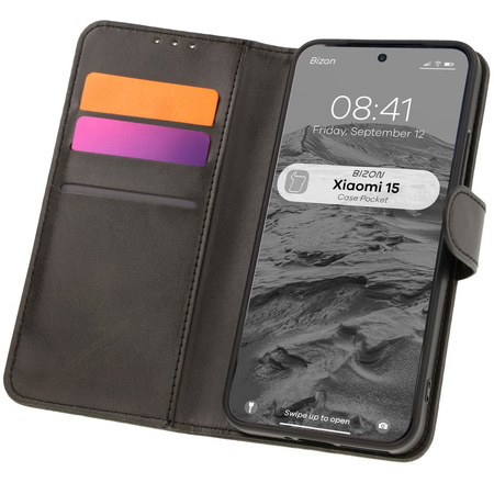 Etui z klapką Bizon Case Pocket do Xiaomi 15, czarne