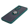 Etui z uchwytem na palec Bizon Case Hybrid Ring do Oppo A78 4G, przydymione z ciemnozieloną ramką