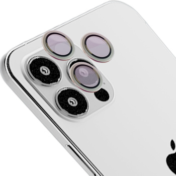 Szkło na aparat z aplikatorem Bizon Glass Snap Lens do iPhone 12 Pro Max, 1 zestaw, srebrna ramka