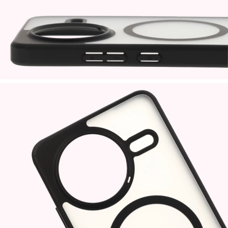 Etui z pierścieniem magnetycznym Bizon Case MatteO do Xiaomi Poco F7 Pro, przydymione-czarne