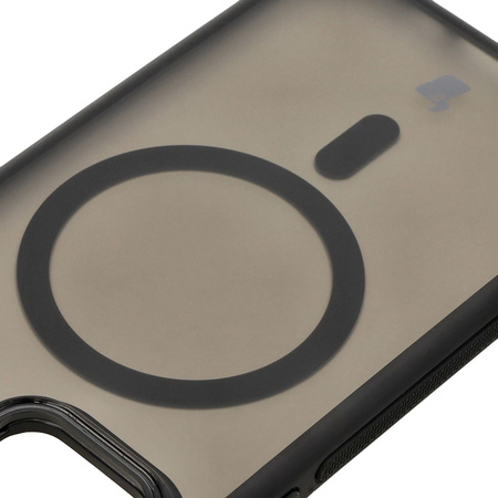 Etui z podstawką i pierścieniem magnetycznym Bizon Case Eclipse do iPhone 12 / iPhone 12 Pro , przydymione z czarną ramką