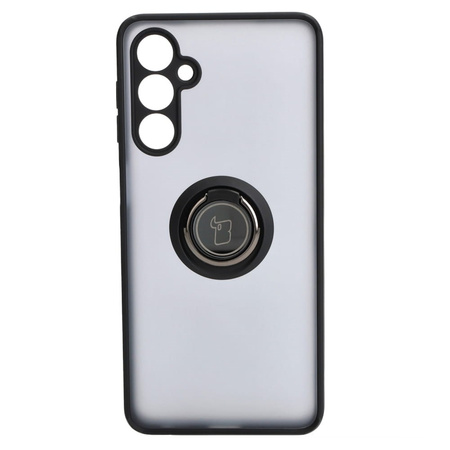 Etui z uchwytem na palec Bizon Case Hybrid Ring do Galaxy M54 5G, przydymione z czarną ramką