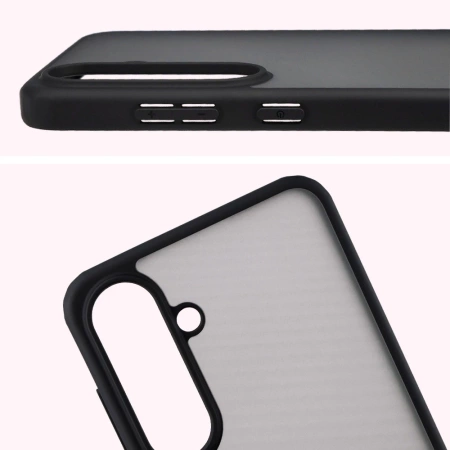 Etui Bizon Case Angelo do Galaxy S25 FE, przydymione z czarną ramką