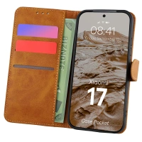 Etui z klapką Bizon Case Pocket do Xiaomi 17, brązowe