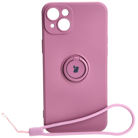 Etui Bizon Case Silicone Ring Sq do Apple iPhone 15 Plus, ciemnofioletowe