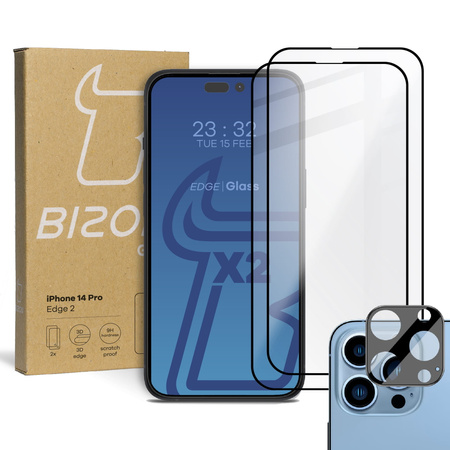 2x Szkło + szybka na aparat BIZON do iPhone 14 Pro