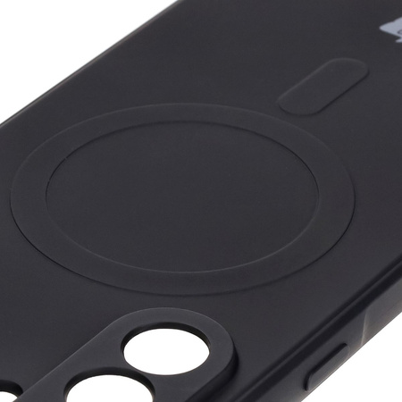 Silikonowe etui z pierścieniem magnetycznym Bizon Case Silicone Magnetic Sq do Galaxy A56 5G, czarne