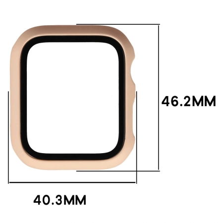 Etui ze szkłem do zegarka Bizon Case Watch Adamo do Apple Watch SE 3 / SE 2 / SE / 6 / 5 / 4 (44 mm), matowe różowe