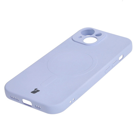 Etui silikonowe z pierścieniem magnetycznym Bizon Case Silicone Magnetic do iPhone 15, jasnofioletowe