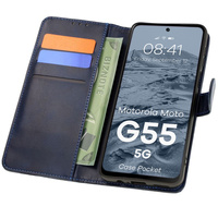 Etui z klapką Bizon Case Pocket do Motorola Moto G55 5G, granatowe