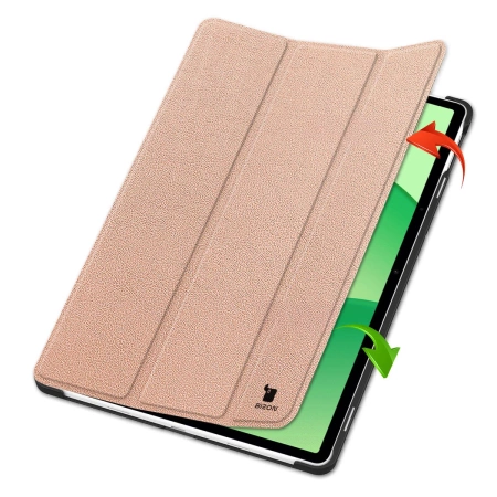 Etui z klapką Bizon Case Tab Croc do OnePlus Pad Lite / Oppo Pad SE, różowozłote