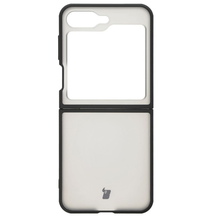 Etui Bizon Case Angelo do Galaxy Z Flip6, przydymione z czarną ramką
