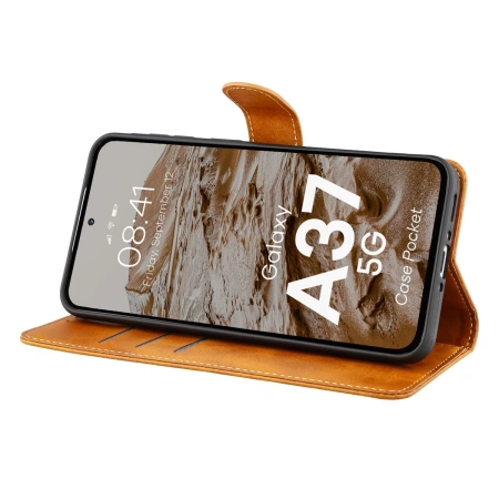 Etui z klapką Bizon Case Pocket do Galaxy A37 5G, brązowe