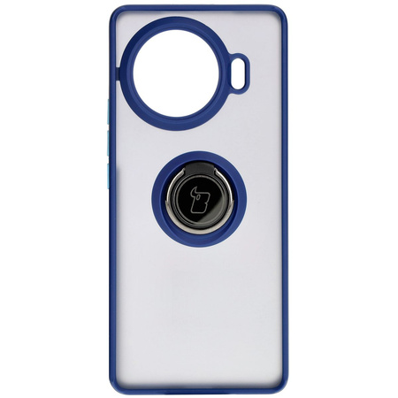 Etui z uchwytem na palec Bizon Case Hybrid Ring do Tecno Spark 20 Pro+, przydymione z granatową ramką