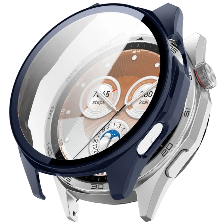 Etui ze szkłem do zegarka Bizon Case+Glass Watch do Huawei Watch GT6 46 mm, niebieskie