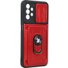 Etui Bizon Case Camshield Card Slot Ring do Galaxy A13 4G, czerwone