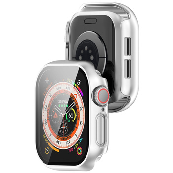 Etui ze szkłem do zegarka Bizon Case+Glass Watch do Apple Watch 11 / 10 42mm, srebrne