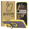 Etui z uchwytem na palec Bizon Case Hybrid Ring do iPhone 16 Pro Max, przydymione z żółtą ramką