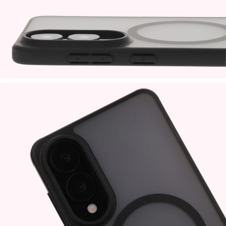 Etui z pierścieniem magnetycznym Bizon Case MatteO do Galaxy S25 Edge, przydymione-czarne