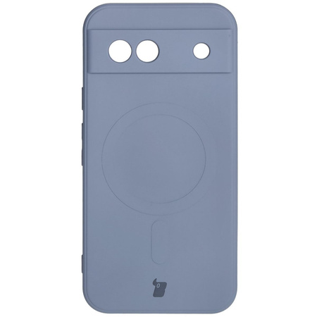 Silikonowe etui z pierścieniem magnetycznym Bizon Case Silicone Magnetic Sq do Google Pixel 8a, szare