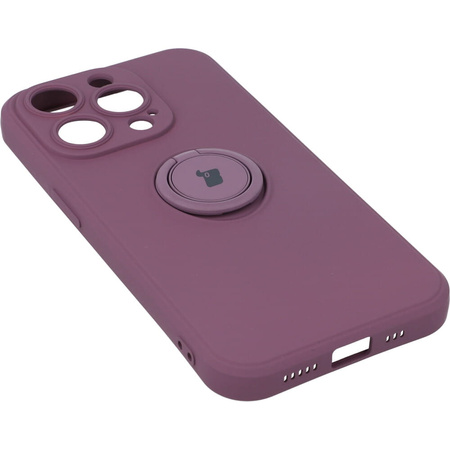 Etui Bizon Case Silicone Ring Sq do iPhone 14 Pro, ciemnofioletowe