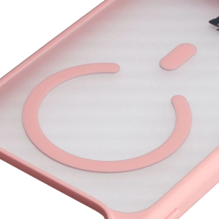 Etui z pierścieniem magnetycznym + szkło hartowane Bizon MatteO Pack do iPhone 17 Pro Max, przydymione-jasnoróżowe