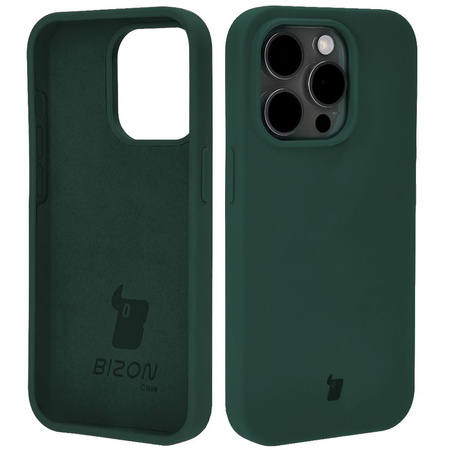 Etui silikonowe do iPhone 15 Pro Bizon Soft Case, ciemnozielone
