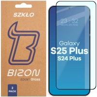 Szkło hartowane Bizon Glass Edge Duo do Galaxy S25 Plus / S24 Plus, czarna ramka, 2 sztuki