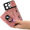 Etui Bizon Case Camshield Card Slot Ring do iPhone 14 Pro, jasnoróżowe