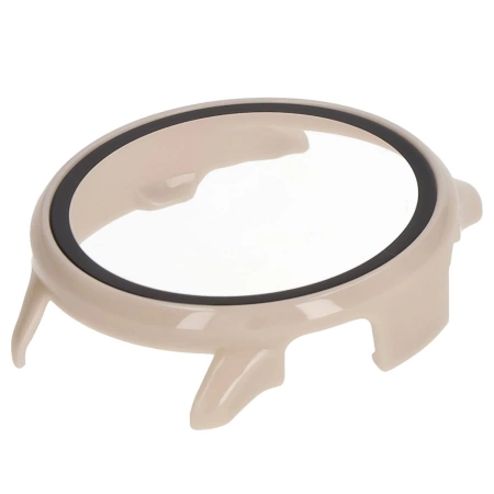 Etui ze szkłem do zegarka Bizon Case Watch Adamo do Garmin Vivoactive 6, beżowe