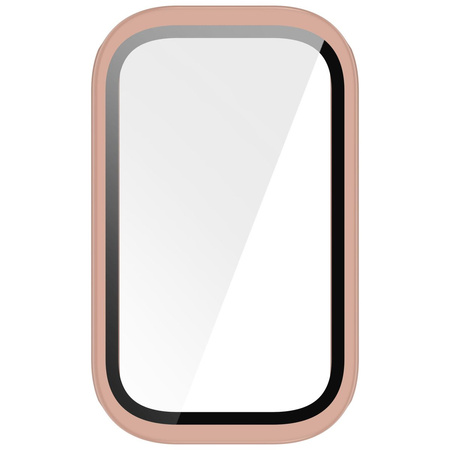Etui ze szkłem do zegarka Bizon Case Watch Adamo do Xiaomi Smart Band 9 Active / Redmi Band 3, różowe