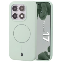 Silikonowe etui z pierścieniem magnetycznym Bizon Soft Case Magnetic do Xiaomi 17, pistacjowe