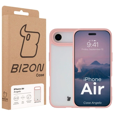 Etui Bizon Case Angelo do iPhone Air, półprzezroczyste z jasnoróżową ramką