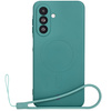Silikonowe etui z pierścieniem magnetycznym Bizon Case Silicone Magnetic Sq do Galaxy A26 5G, ciemnozielone