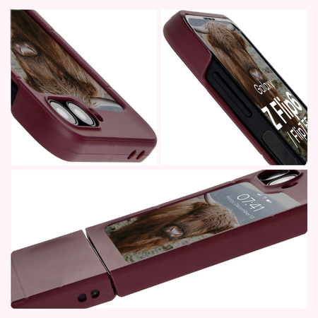 Pancerne etui Bizon Case Tur do Galaxy Z Flip7 FE / Z Flip6, burgundowe