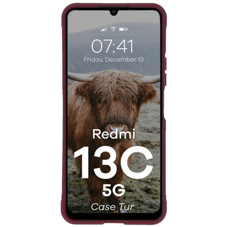 Pancerne etui Bizon Case Tur do Xiaomi Redmi 13C 5G, burgundowe