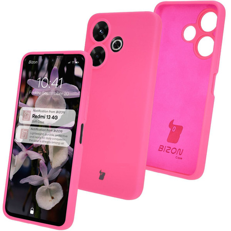 Silikonowe etui Bizon Soft Case do Xiaomi Redmi 13 4G, neonowo-różowe