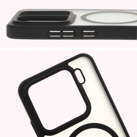 Etui z pierścieniem magnetycznym + szkło hartowane Bizon MatteO Pack do Xiaomi 15, przydymione-czarne