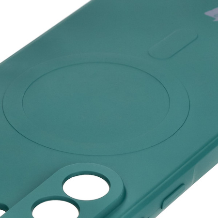 Silikonowe etui z pierścieniem magnetycznym Bizon Case Silicone Magnetic Sq do Galaxy A56 5G, ciemnozielone
