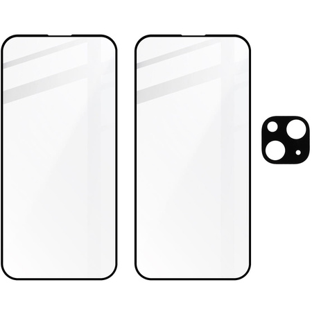 2x Szkło + szybka na aparat BIZON Edge 2 Pack do iPhone 15 Plus
