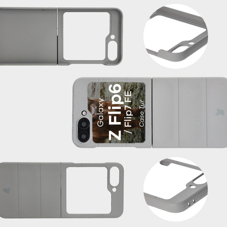 Pancerne etui Bizon Case Tur do Galaxy Z Flip7 FE / Z Flip6, jasnoszare