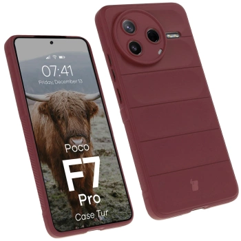 Pancerne etui Bizon Case Tur do Xiaomi Poco F7 Pro, burgundowe