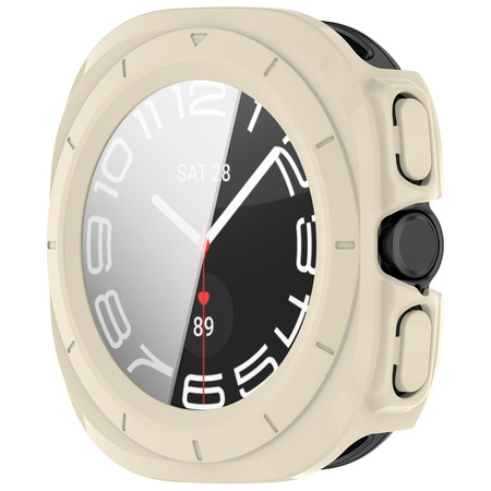 Etui ze szkłem do zegarka Bizon Case Watch Adamo do Galaxy Watch Ultra 2 / 1, beżowe