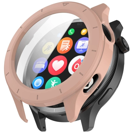 Etui ze szkłem do zegarka Bizon Case Watch Adamo do Xiaomi Watch S4, różowe