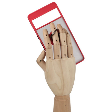 Etui z uchwytem na palec Bizon Case Hybrid Ring do Google Pixel 7 Pro, przydymione z czerwoną ramką