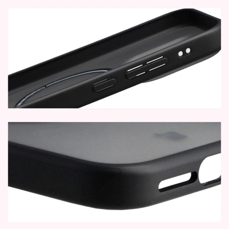 Etui z pierścieniem magnetycznym Bizon Case MatteO do Xiaomi 17, przydymione-czarne