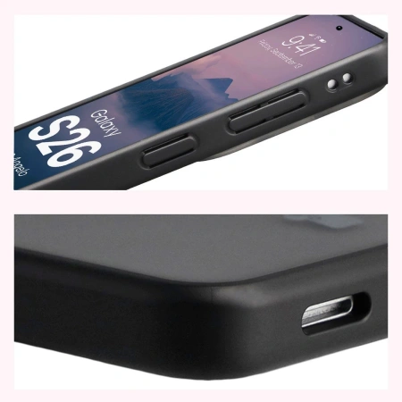 Etui Bizon Case Angelo do Galaxy S26, przydymione z czarną ramką